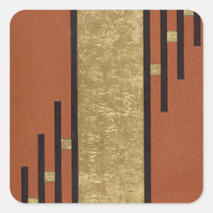 Art Deco In Gold And Tan Square Sticker
