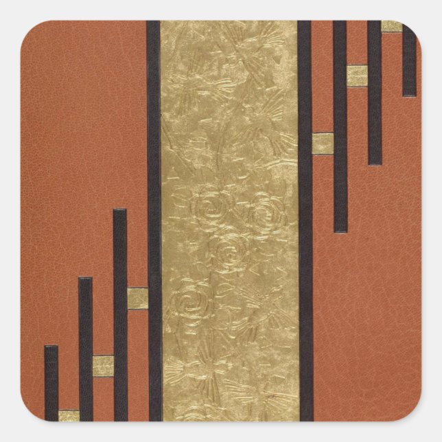 Art Deco In Gold And Tan Square Sticker (Front)
