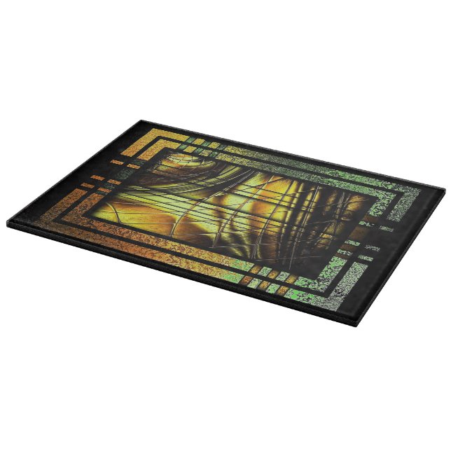 Art Deco In Green And Gold Cutting Board (Corner)