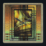 Art Deco In Green And Gold Large Clock<br><div class="desc">modern digital art in art deco style in greens and golds.</div>