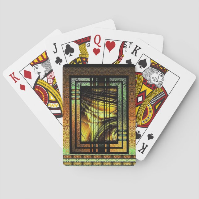 Art Deco In Green And Gold Playing Cards (Back)