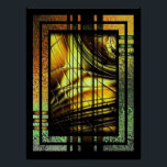 Art Deco In Green And Gold Poster<br><div class="desc">art deco style digital design in honey golds,  greens,   golden brown,  and black.</div>