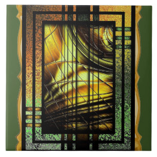 Art Deco In Green And Gold Tile