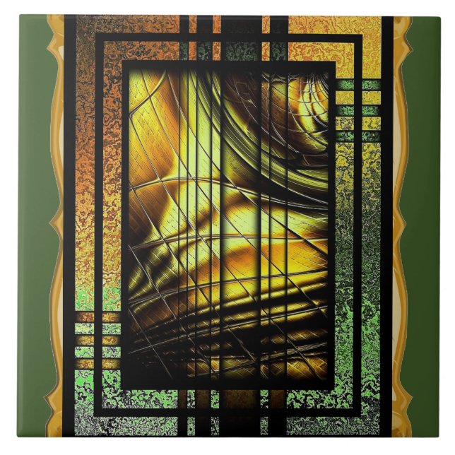Art Deco In Green And Gold Tile (Front)