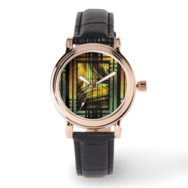 Art Deco In Green And Gold Watch (Front)