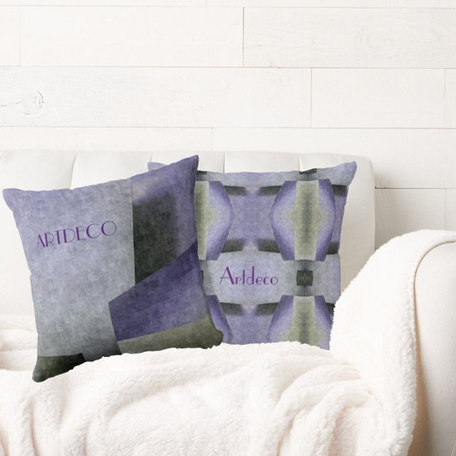 Art Deco in Purple and Green Chic Cushion (Creator Uploaded)
