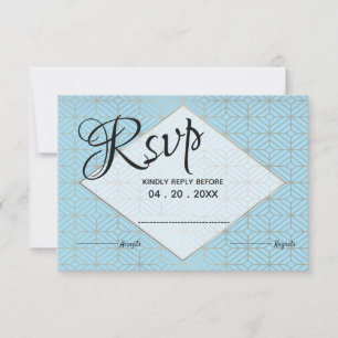 Art Deco in Turquoise and gold diamond border RSVP