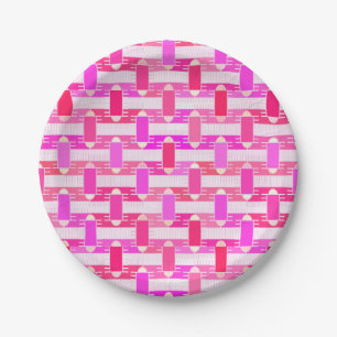 Art Deco industrial chic - pink, fuchsia, orchid Paper Plate