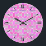 Art Deco industrial chic - pink, mauve Large Clock<br><div class="desc">An Art Deco inspired geometric abstract print in soft shades of pink,  mauve,  lavender,  gray and white - digital design</div>