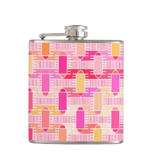 Art Deco industrial chic - pink, peach, gold Hip Flask