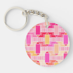 Art Deco industrial chic - pink, peach, gold Key Ring