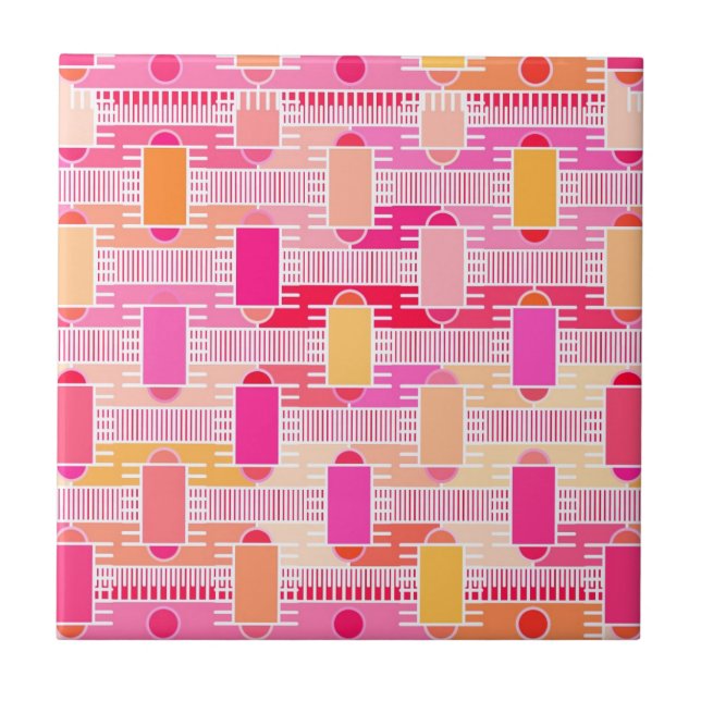 Art Deco industrial chic - pink, peach, gold Tile (Front)