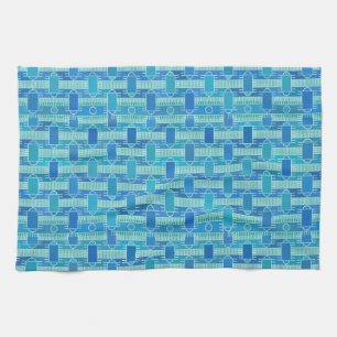 Art Deco industrial chic - soft blue Tea Towel