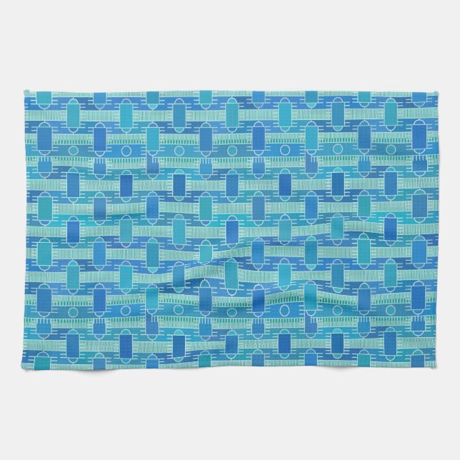 Art Deco industrial chic - soft blue Tea Towel (Horizontal)