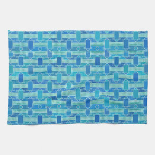 Art Deco industrial chic - soft blue Tea Towel