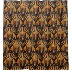 ART DECO INLAID WOODWORK 3 SHOWER CURTAIN