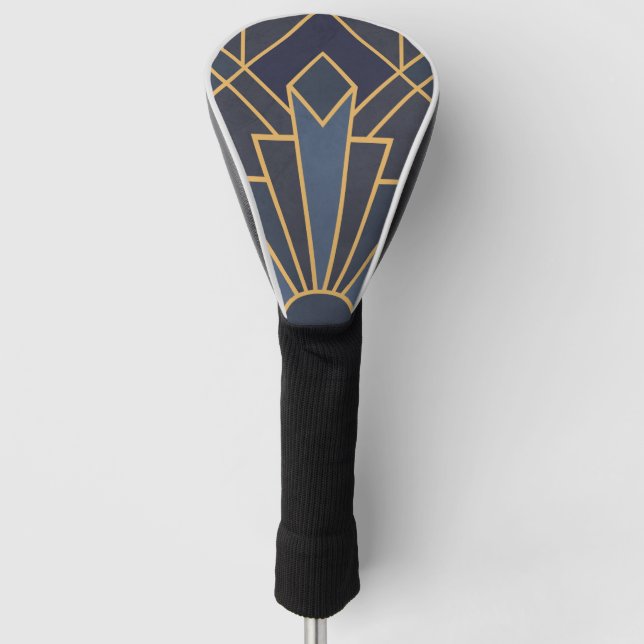 Art Deco inspiration in blue and gold Golf Head Cover (Front)
