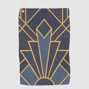Art Deco inspiration in blue and gold Golf Towel