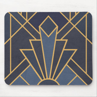 Art Deco inspiration in blue and gold Mouse Mat