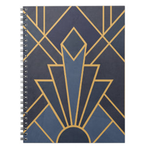 Art Deco inspiration in blue and gold Notebook