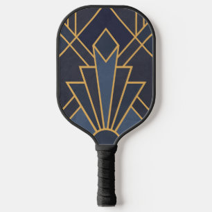 Art Deco inspiration in blue and gold Pickleball Paddle