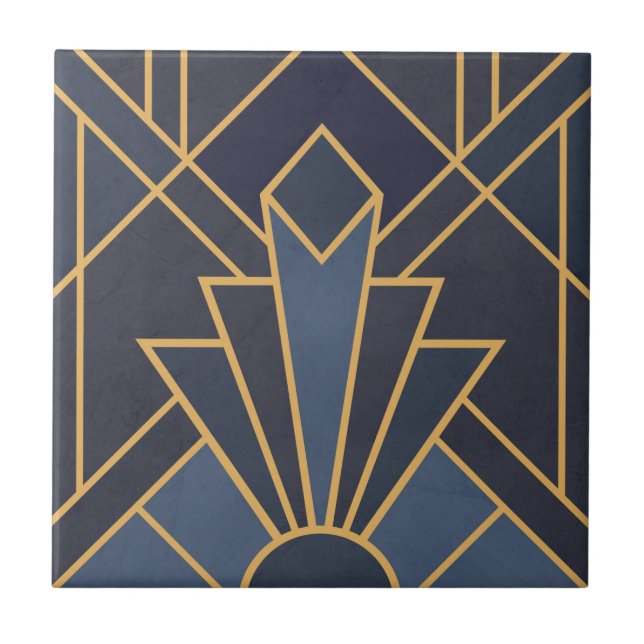 Art Deco inspiration in blue and gold Tile (Front)
