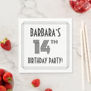 Art Deco Inspired 14th Birthday Party, Custom Name Napkin