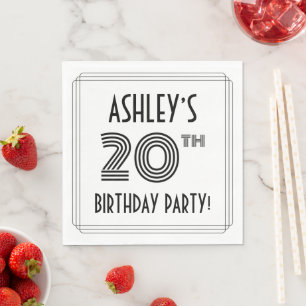 Art Deco Inspired 20th Birthday Party, Custom Name Napkin