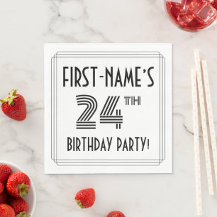 Art Deco Inspired 24th Birthday Party, Custom Name Napkin