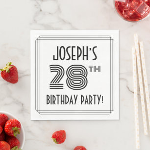 Art Deco Inspired 28th Birthday Party, Custom Name Napkin
