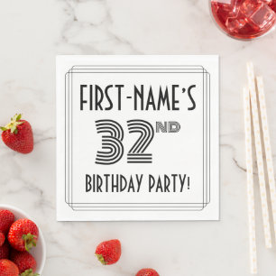 Art Deco Inspired 32nd Birthday Party, Custom Name Napkin