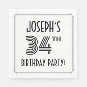 Art Deco Inspired 34th Birthday Party, Custom Name Napkin