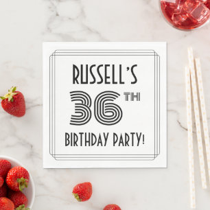 Art Deco Inspired 36th Birthday Party, Custom Name Napkin
