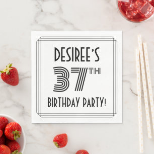 Art Deco Inspired 37th Birthday Party, Custom Name Napkin