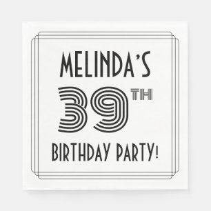 Art Deco Inspired 39th Birthday Party, Custom Name Napkin