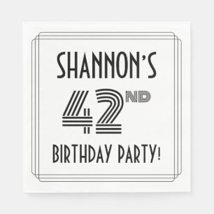 Art Deco Inspired 42nd Birthday Party, Custom Name Napkin