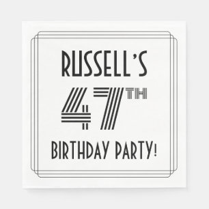 Art Deco Inspired 47th Birthday Party, Custom Name Napkin