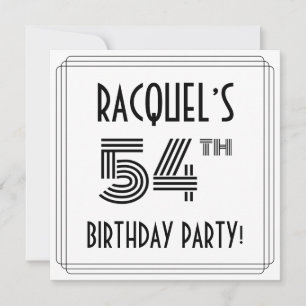 Art Deco Inspired 54th Birthday Party, Custom Name Invitation