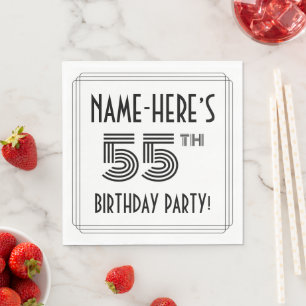 Art Deco Inspired 55th Birthday Party, Custom Name Napkin