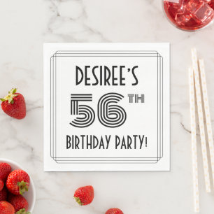 Art Deco Inspired 56th Birthday Party, Custom Name Napkin