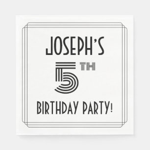 Art Deco Inspired 5th Birthday Party, Custom Name Napkin