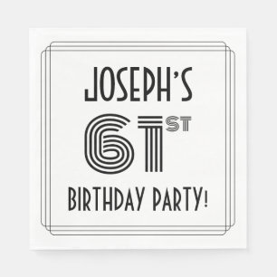 Art Deco Inspired 61st Birthday Party, Custom Name Napkin