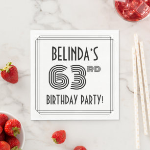 Art Deco Inspired 63rd Birthday Party, Custom Name Napkin