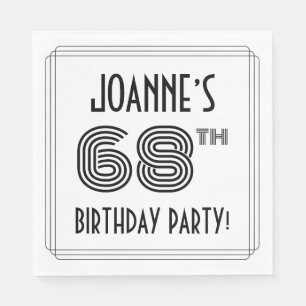 Art Deco Inspired 68th Birthday Party, Custom Name Napkin