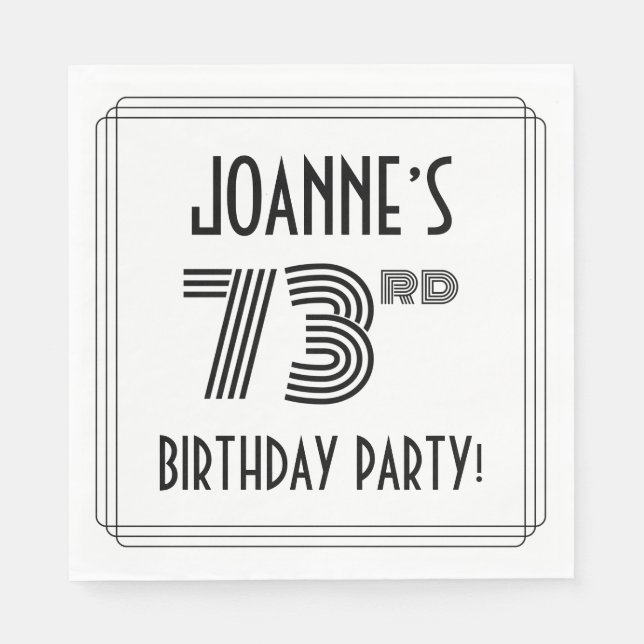 Art Deco Inspired 73rd Birthday Party, Custom Name Napkin (Front)