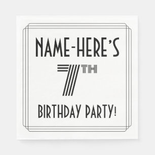 Art Deco Inspired 7th Birthday Party, Custom Name Napkin