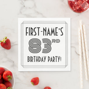 Art Deco Inspired 83rd Birthday Party, Custom Name Napkin