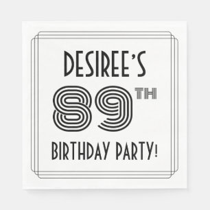 Art Deco Inspired 89th Birthday Party, Custom Name Napkin