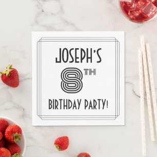 Art Deco Inspired 8th Birthday Party, Custom Name Napkin