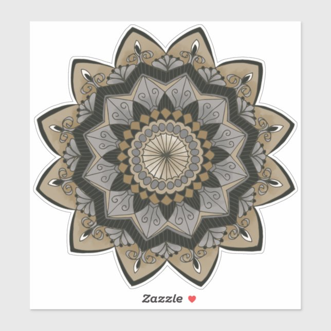 Art Deco Inspired Black, Silver and Gold Mandala (Sheet)